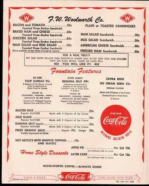 1950s Woolworth menu (63K)