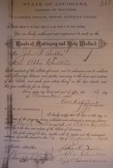 Photo of Pearl's parent's marriage certificate